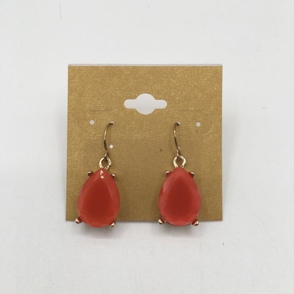 Coral teardrop stone earrings