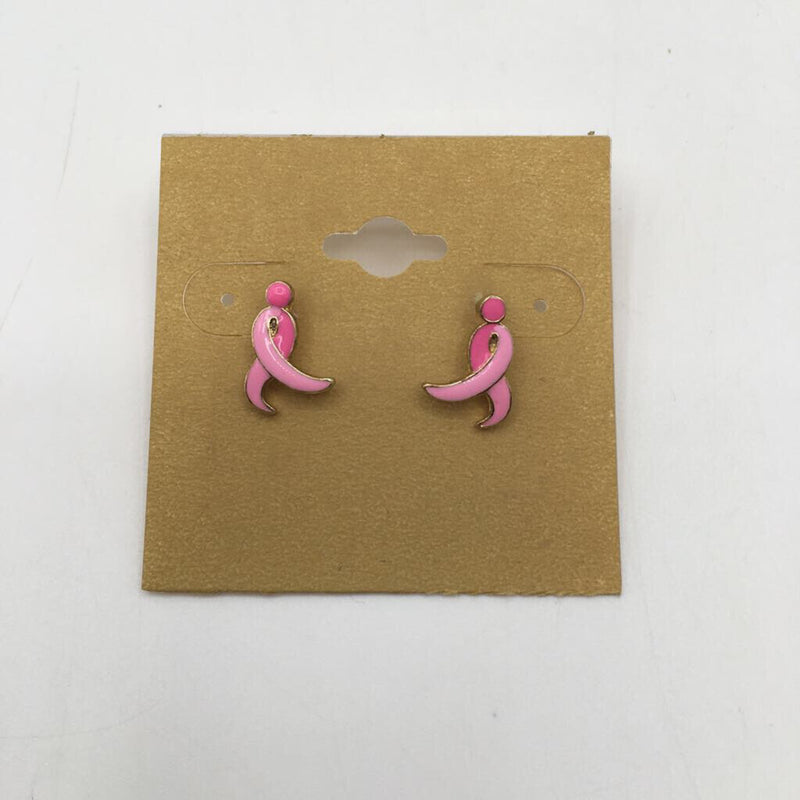 Pink ribbon earrings