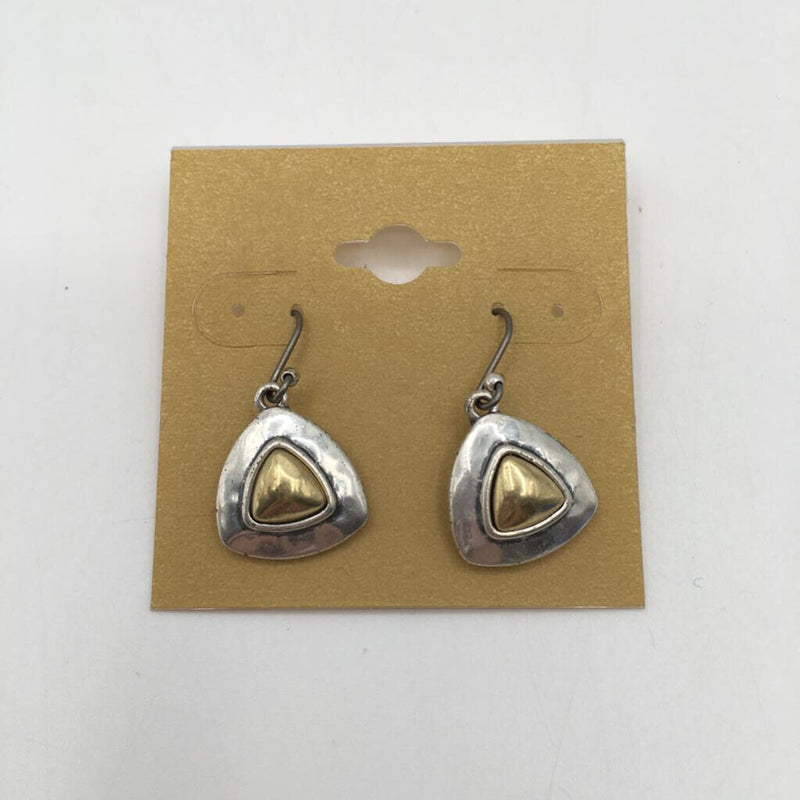 mixed metal triangle earrings