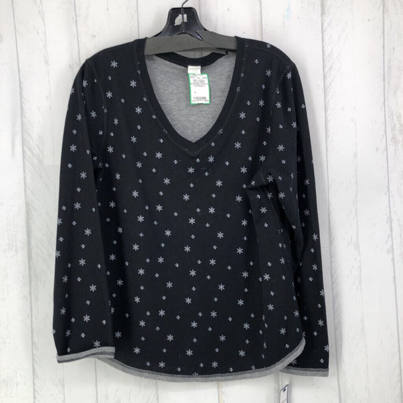 R26 L Snowflake v-neck l/s top