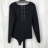 L Ribbed lace up back l/s bodysuit