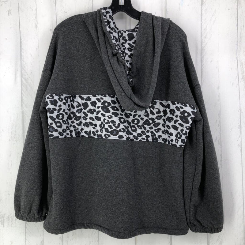 S Animal print hooded half-zip sweatshirt