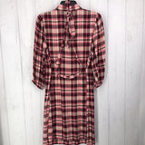 S Plaid belted dress l/s