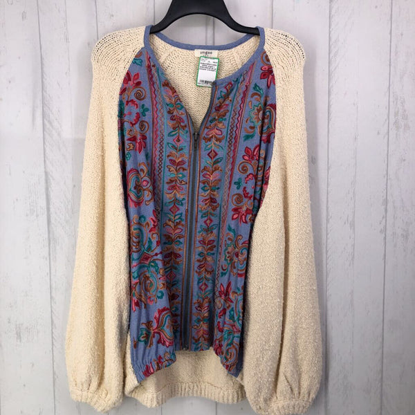 L Embroidered zip up sweater