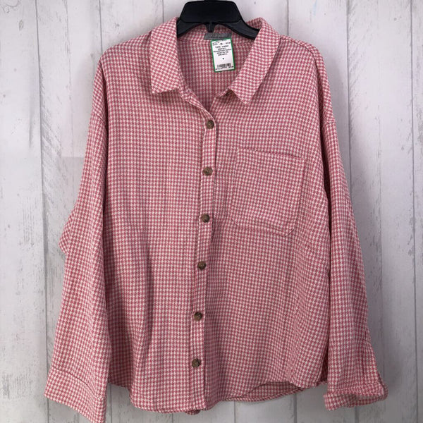 L Houndstooth button down l/s top