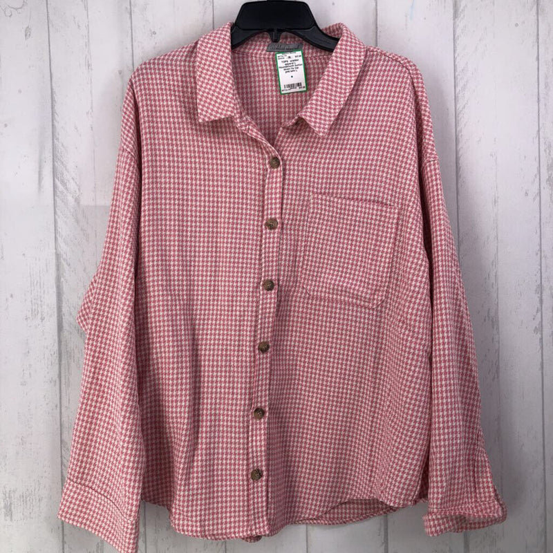 L Houndstooth button down l/s top