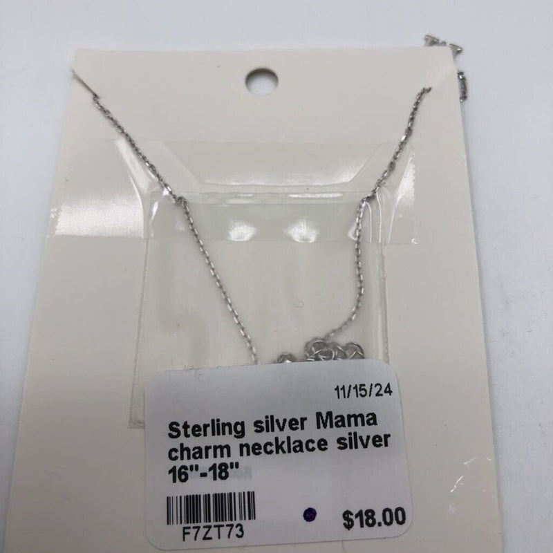 Sterling silver Mama charm necklace silver 16"-18"