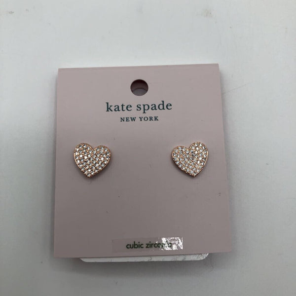 R49 Kate Spade rhinestone heart earrings