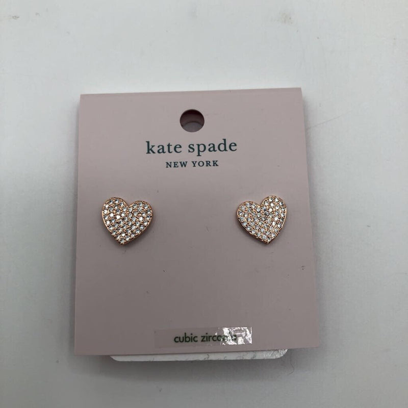 R49 Kate Spade rhinestone heart earrings