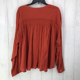 XL Smocked button down l/s top