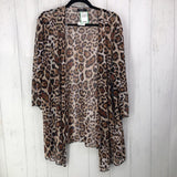 2X Semi-sheer animal print cardigan