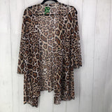 2X Semi-sheer animal print cardigan