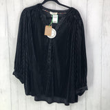 1XL Velvet button down l/s top