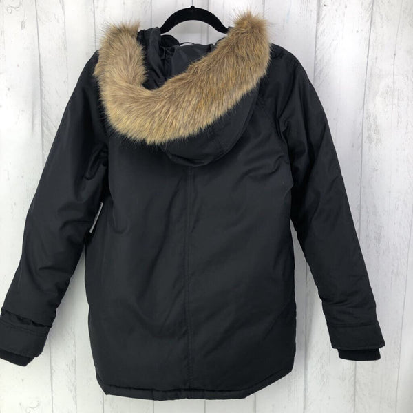 M Faux fur trimmed nylon coat