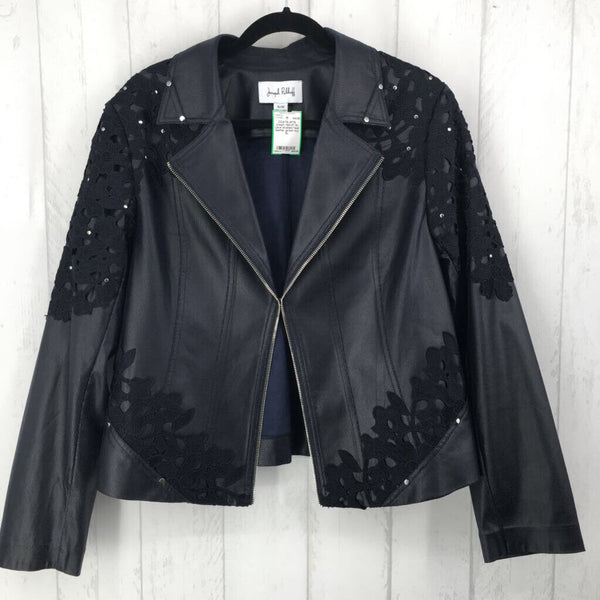 XL Lace studded faux leather jacket