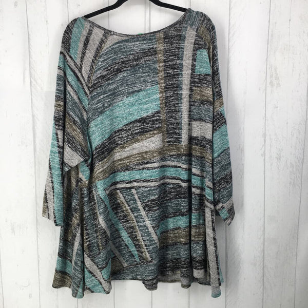 3X Marled striped 3/4 slv top