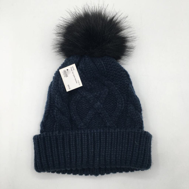 Faux fur pom beanie