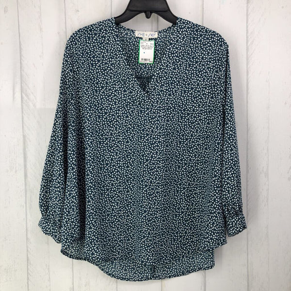 S Printed v-neck l/s top