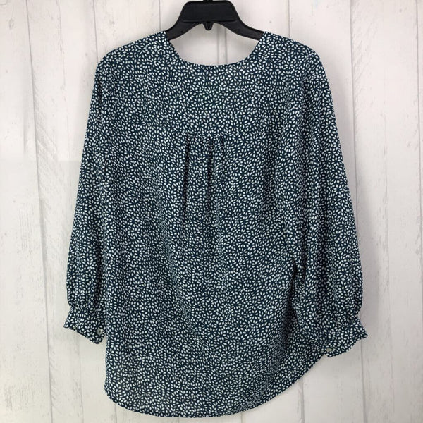 S Printed v-neck l/s top