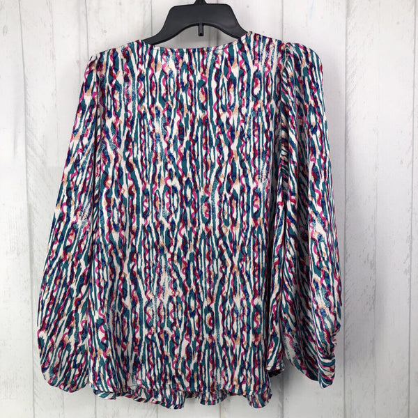 S Printed v-neck l/s top