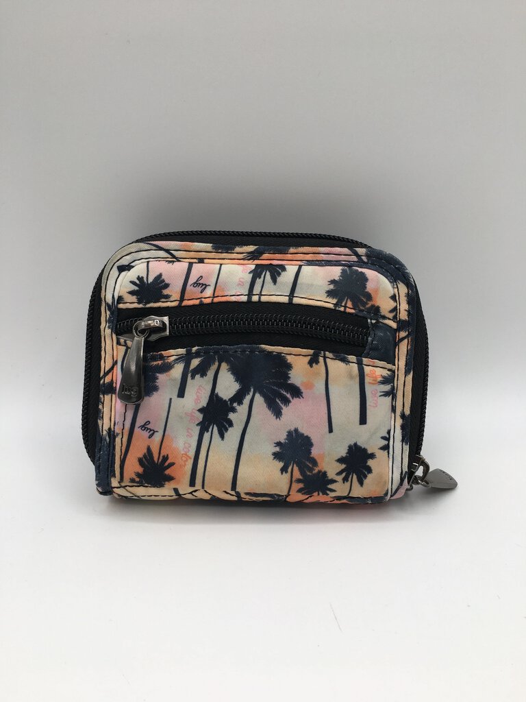 palm tree double zip around wallet