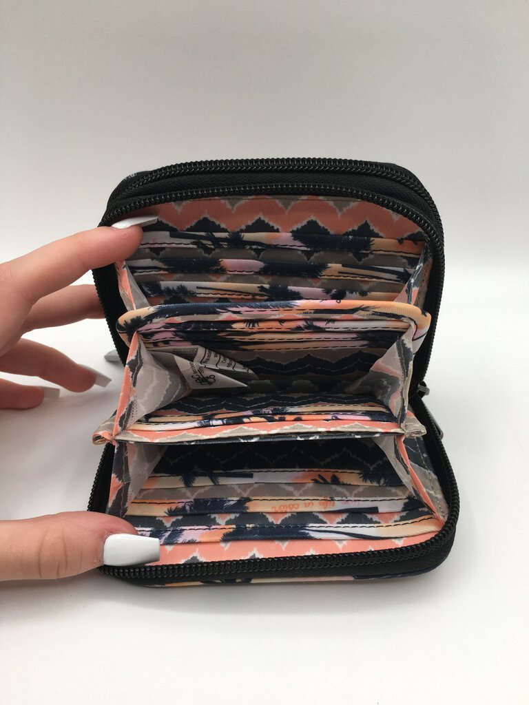 palm tree double zip around wallet