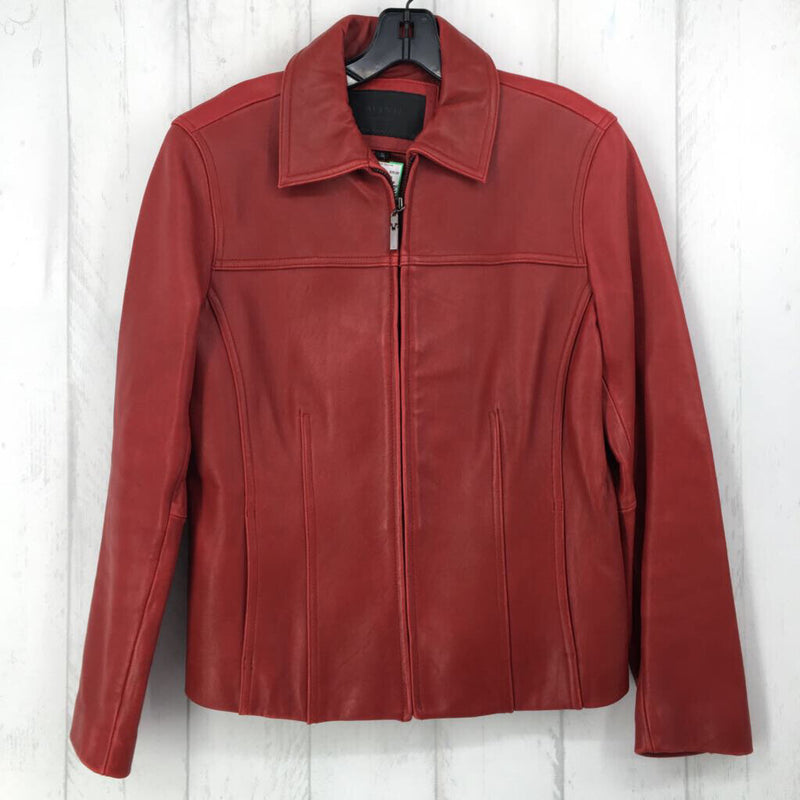 S Genuine leather zip up jacket