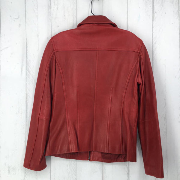 S Genuine leather zip up jacket