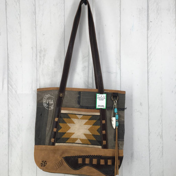 zip top mixed media tote