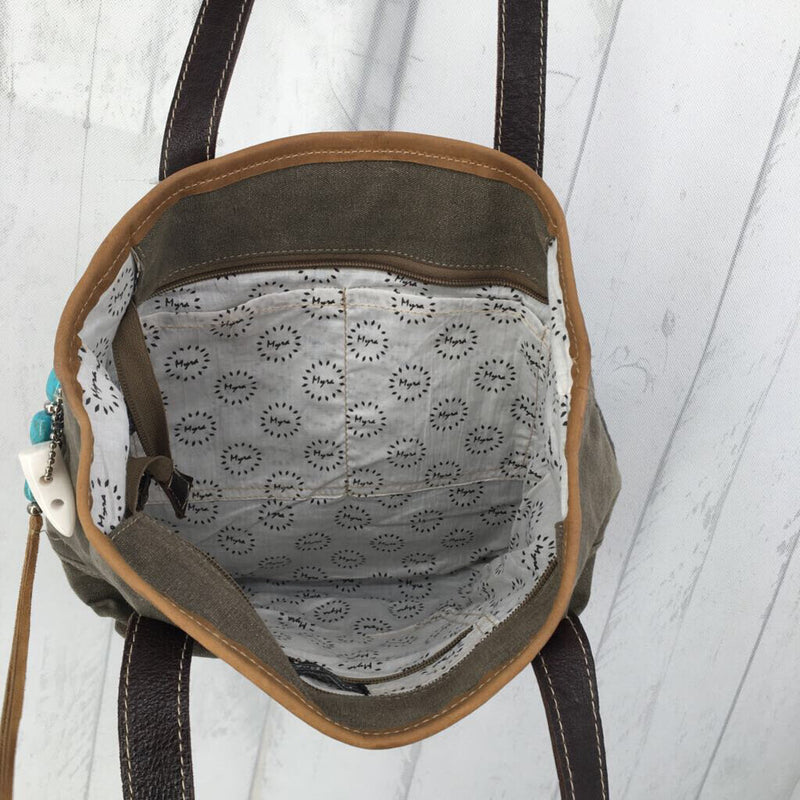 zip top mixed media tote