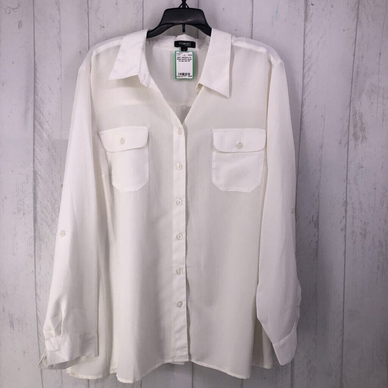 3X White button down l/s top