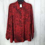 2X Snakeskin print button down l/s top