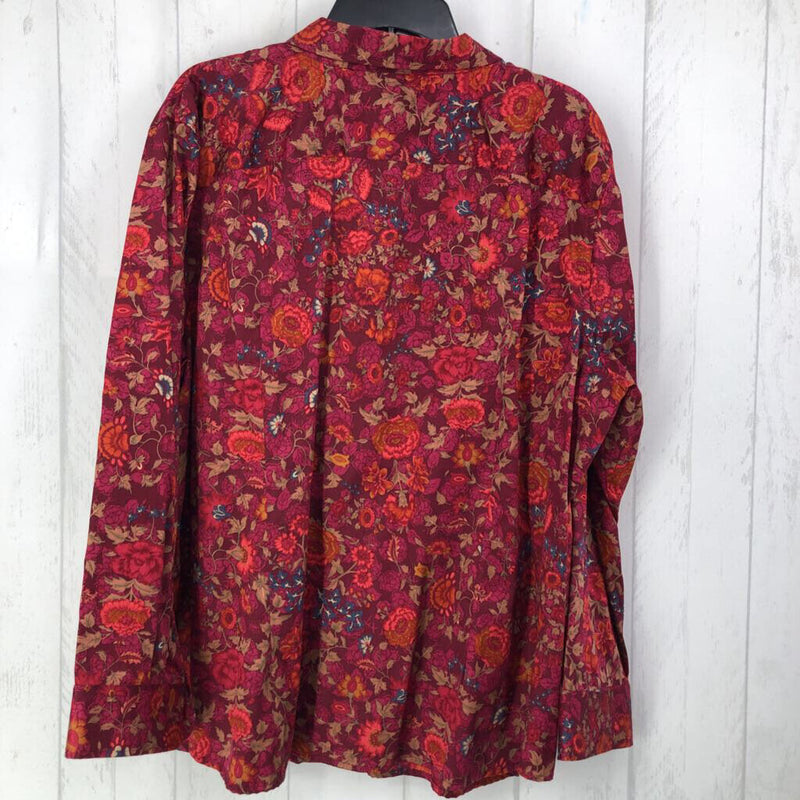 3X Flo print button down l/s top