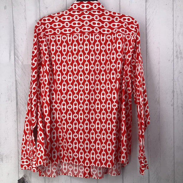 3X Chain print button down l/s top