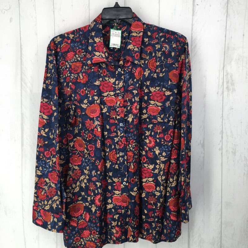 3X Flo print button down l/s top