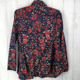 3X Flo print button down l/s top