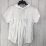 M Gathered hem button down s/s top