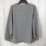 XL Printed single button 3/4 slv cardigan