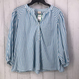 L Striped half-button l/s top