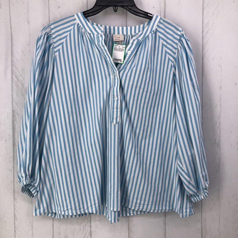 L Striped half-button l/s top