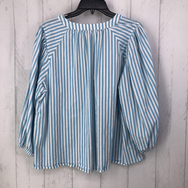 L Striped half-button l/s top