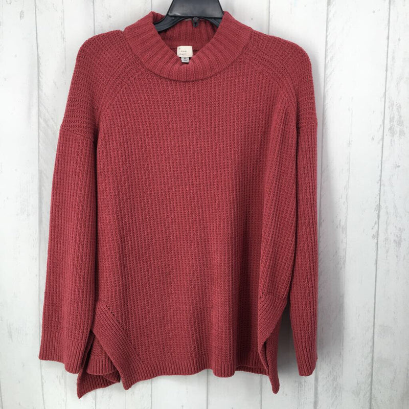 XL Mock-neck slit sides sweater