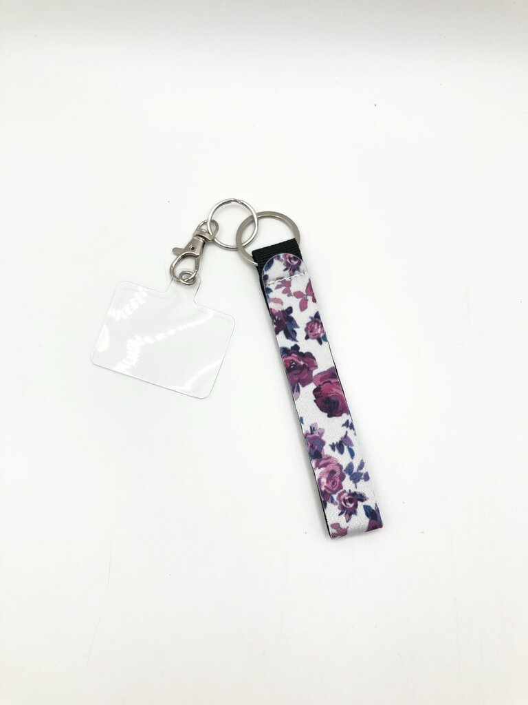 wht/purple flower print keychain