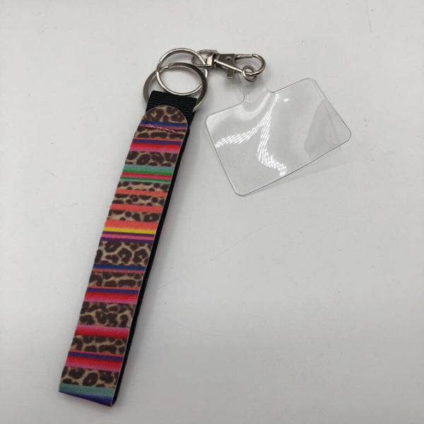 brn multi stripe animal print keychain