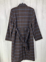 S plaid wool blend long coat