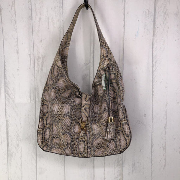 snake skin embossed hobo shoulder bag