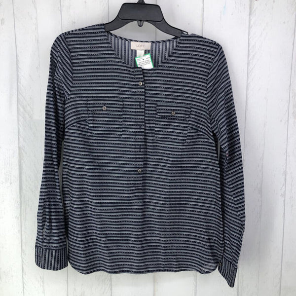 XS Striped half-button down l/s top