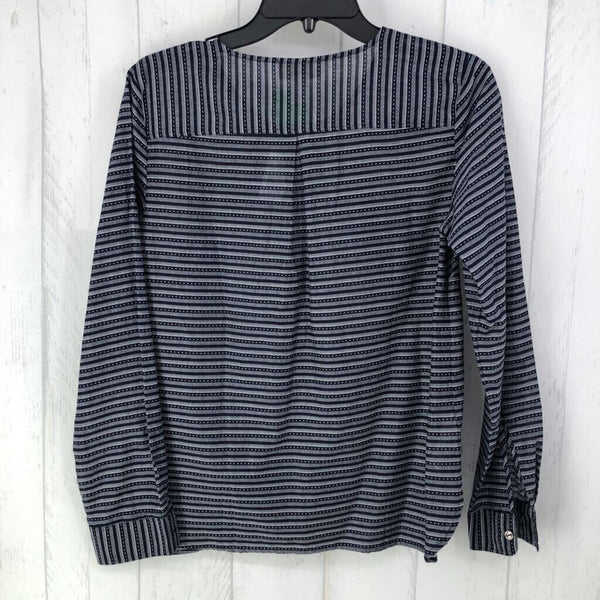 XS Striped half-button down l/s top