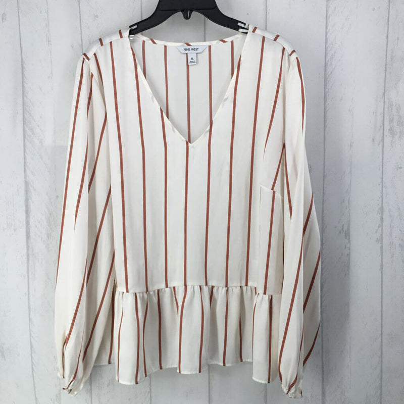 XL l/s stripe peplum top