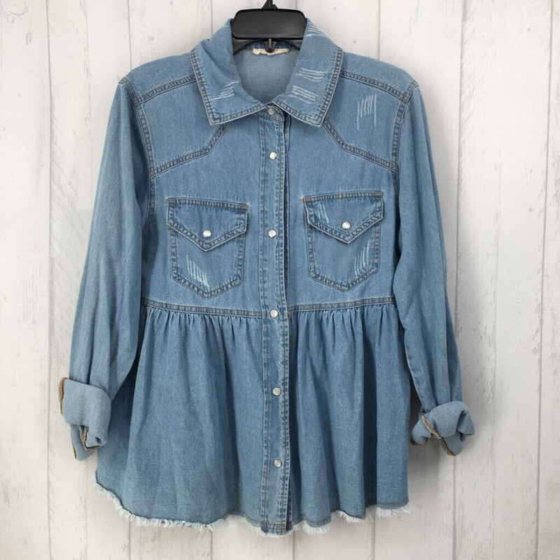 S l/s button peplum shirt